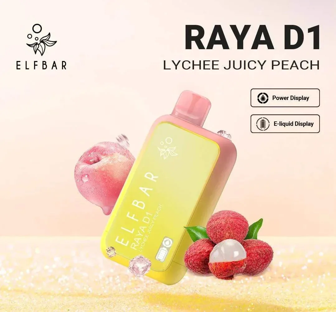 Elf Bar Raya D1 – Lychee Juicy Peach - Buy Authentic Vape in Mumbai - Vape Shop Mumbai