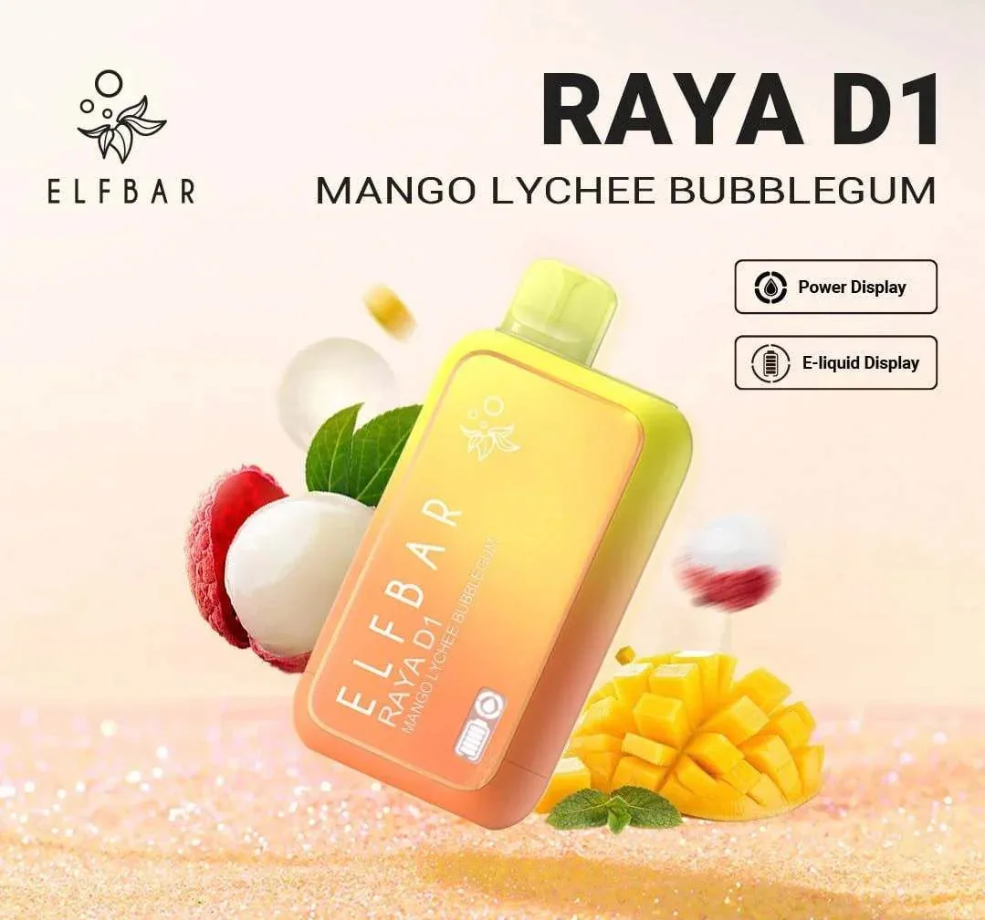 Elf Bar Raya D1 – Mango Lychee Bubblegum - Buy Authentic Vape in Mumbai - Vape Shop Mumbai