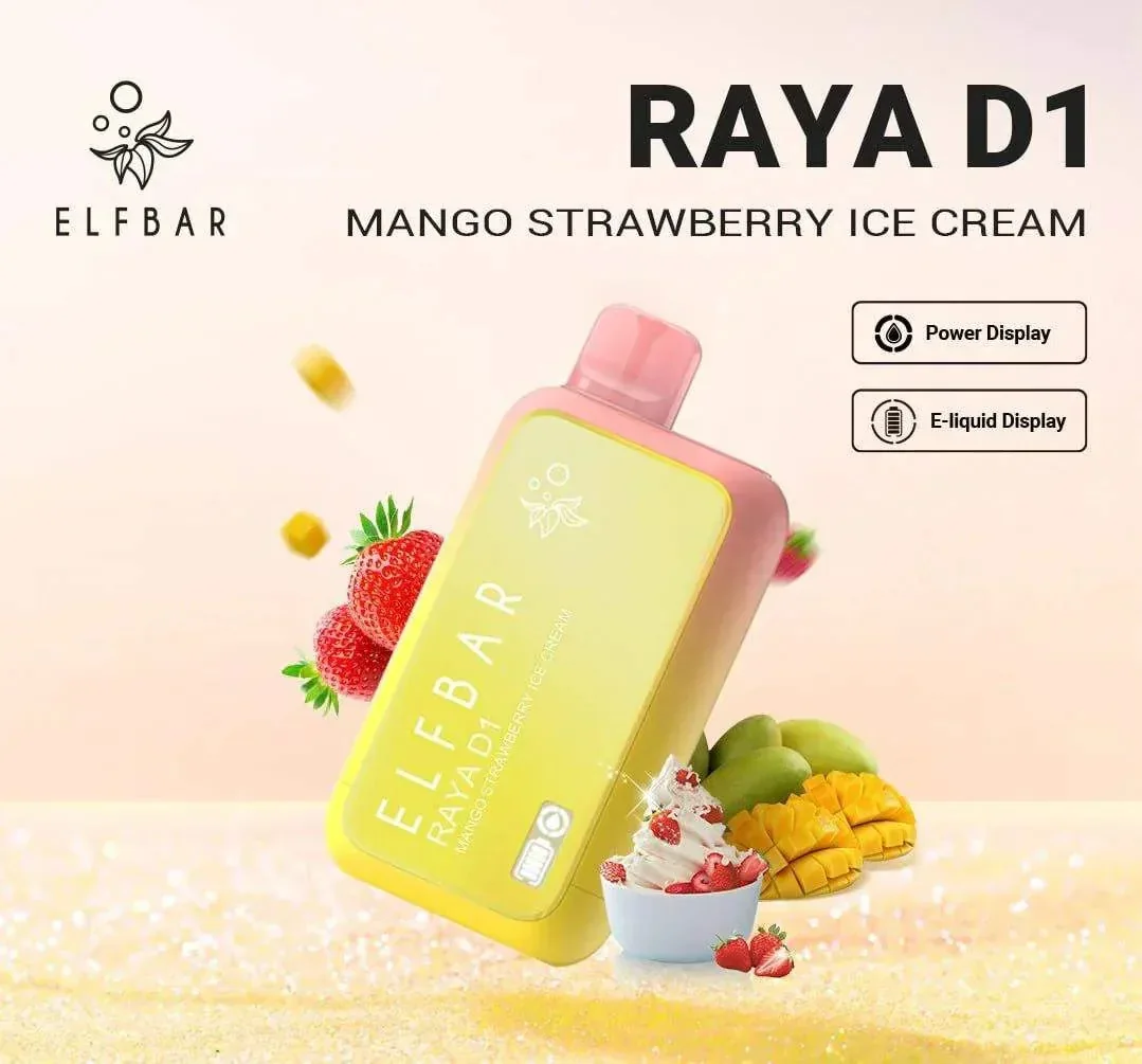Elf Bar Raya D1 – Mango Strawberry Ice Cream - Buy Authentic Vape in Mumbai - Vape Shop Mumbai
