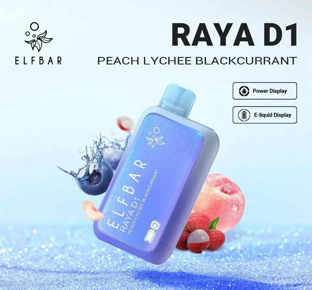 Elf Bar Raya D1 – Peach Lychee Blackcurrant - Buy Authentic Vape in Mumbai - Vape Shop Mumbai