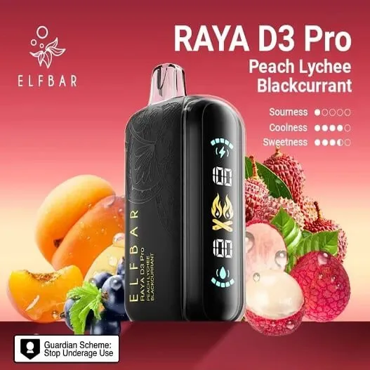 Elf Bar Raya D3 Pro 30 K – Peach Lychee Blackcurrant 30000 Puffs - Buy Authentic Vape in Mumbai - Vape Shop Mumbai