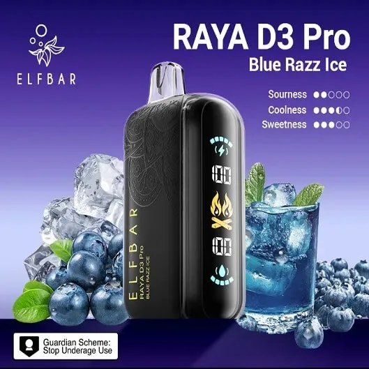 Elf Bar Raya D3 Pro 30K Blue Razz Ice 30000 Puffs - Buy Authentic Vape in Mumbai - Vape Shop Mumbai