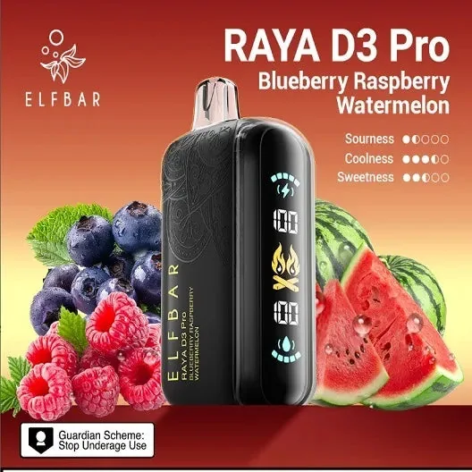 Elf Bar Raya D3 Pro 30K Blueberry Raspberry Watermelon 30000 Puffs - Buy Authentic Vape in Mumbai - Vape Shop Mumbai