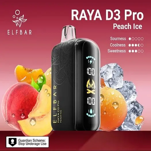 Elf Bar Raya D3 Pro -30k Peach Ice 30000 Puffs - Buy Authentic Vape in Mumbai - Vape Shop Mumbai